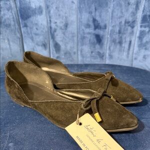 Black Genuine Suede Women's Loafers w/ Bow Accent Made in Portugal Size 37 US 6